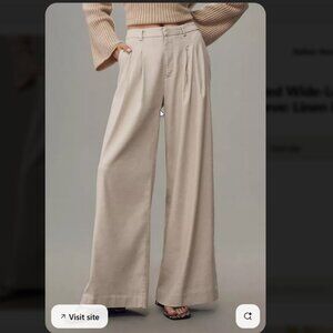 Anthropologie Maeve The Avery Pleated Wide-Leg Trousers: Linen Edition